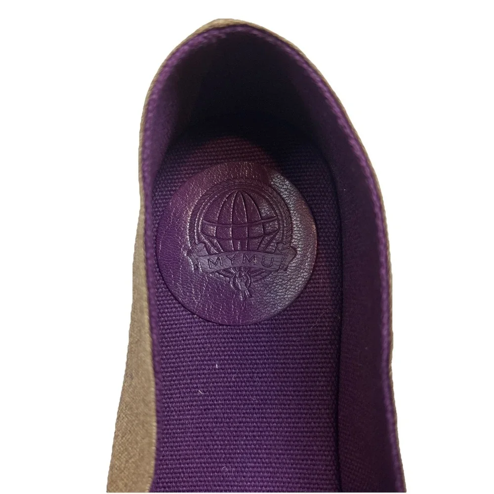 Mymu Women's Marisa Gold Purple Espadrilles Slip On Canvas Shoes Size 35EU